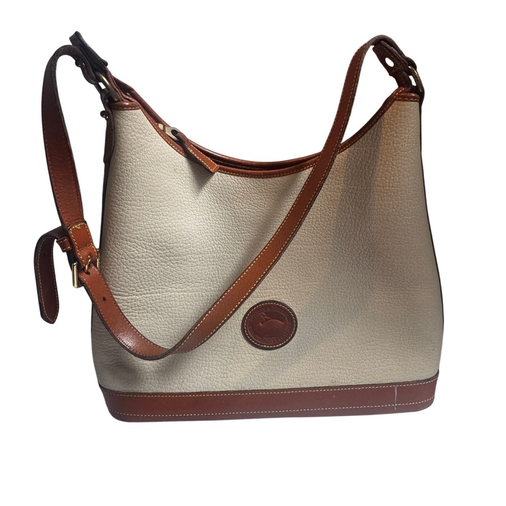 Vintage Dooney & Bourke All Weather Leather Hobo Bag Cream Tan USA  Quiet Luxury